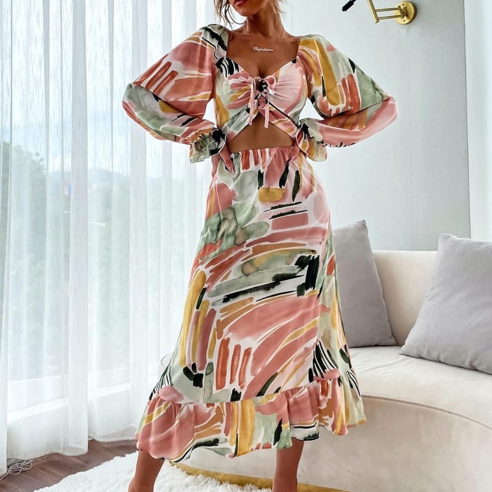 Multicolor Abstract Print Women's Dress